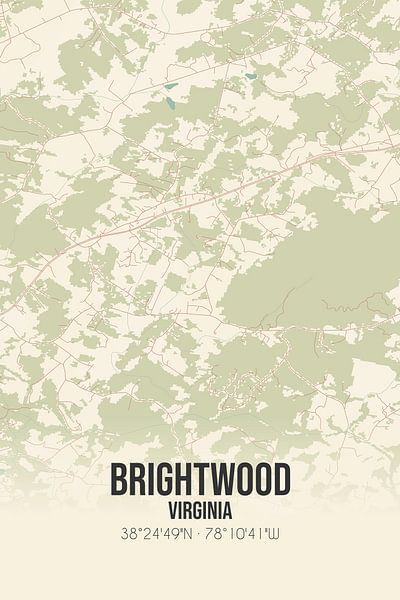 Alte Karte von Brightwood (Virginia), USA. von Ortsdrucke