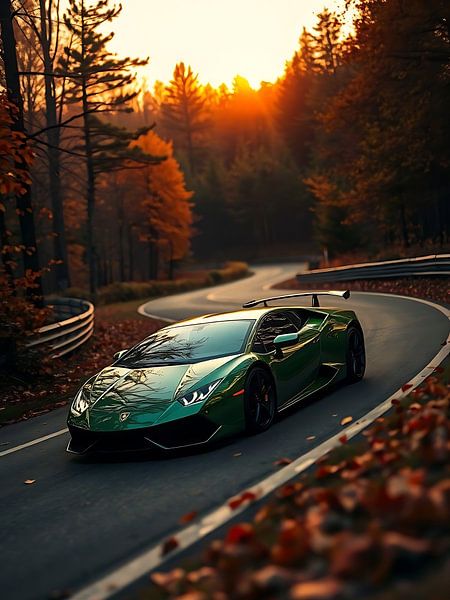 Lamborghini Murcielago Green Sunset Road 5 van MIROKKU