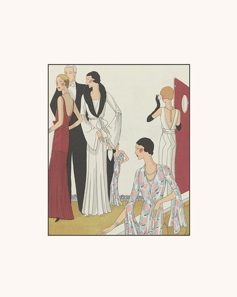 Klassischer Abend | Historischer Art Deco Modedruck | Minimalistisch und schick von NOONY