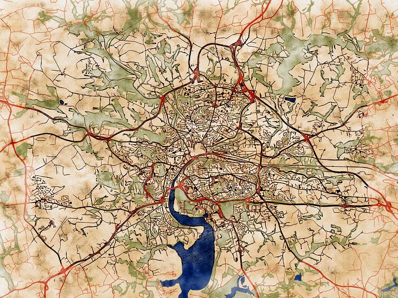 Carte de Quimper avec le style 'Serene Summer' par Maporia