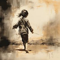 Japans meisje banksy wabi sabi japandi style neutrale kleuren (gezien bij vtwonen)