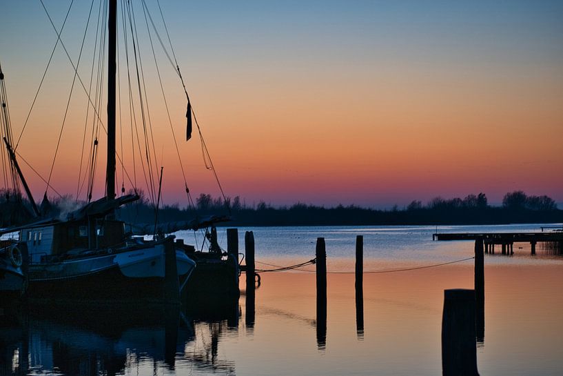 setting sun in the harbour by Heidi de Vries