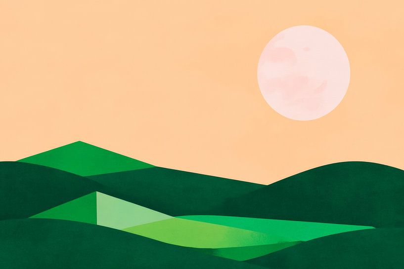 Sanfte Hügel unter einem sanften Sonnenlicht von Poster Art Shop