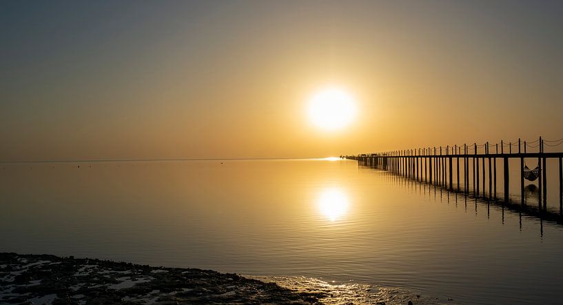 Panorama Longue jetée au lever du soleil sur la mer Rouge en Égypte par Animaflora PicsStock