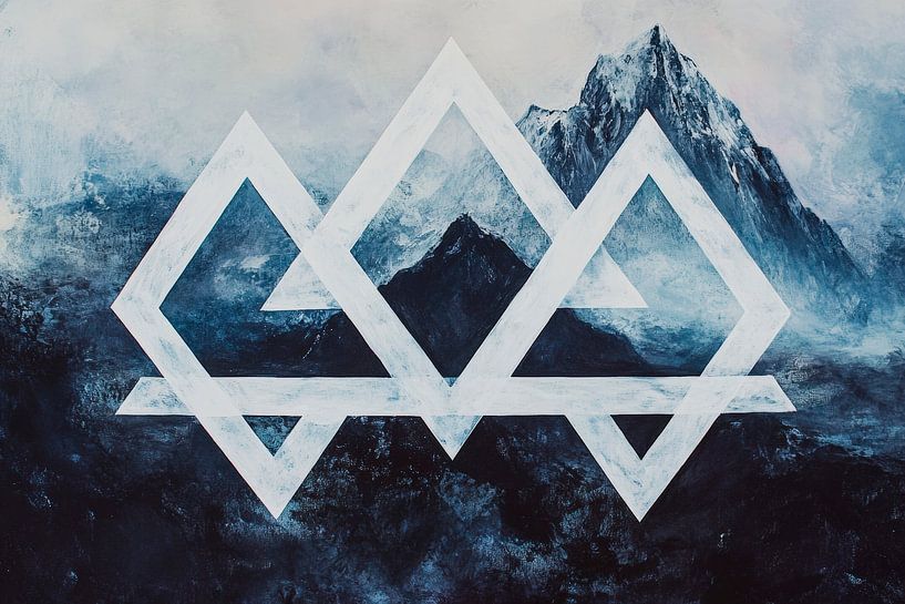 Berglandschaft mit geometrischem Muster von Poster Art Shop