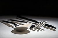 Cutlery with drop shadow in black and white.