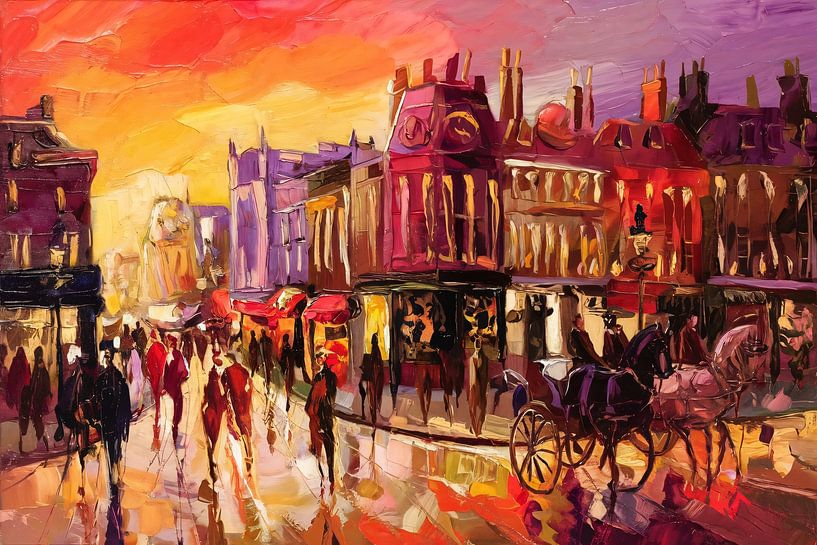 Lebendige Stadt bei Sonnenuntergang von Imperial Art House