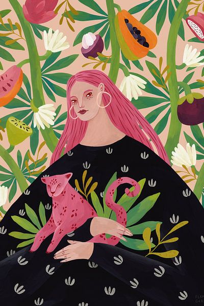 Lady with the pink panther by Flaming Garden by The Artcircle