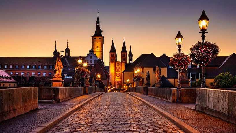Alte Mainbrücke at sunrise, Würzburg, Germany by Adelheid Smitt