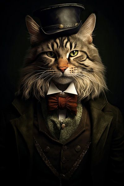 Cat in old-fashioned clothes by Wall Wonder