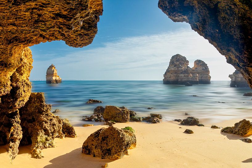 Rocky coast of the Algarve by Uwe Merkel