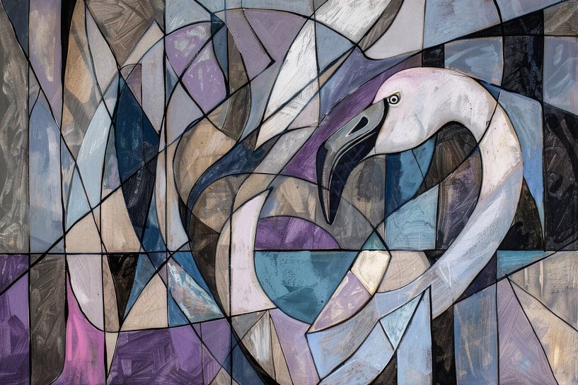 Abstrakter Flamingo von Poster Art Shop