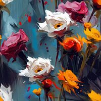 Colourful Flower Painting - Modern Abstract Art with Flowers