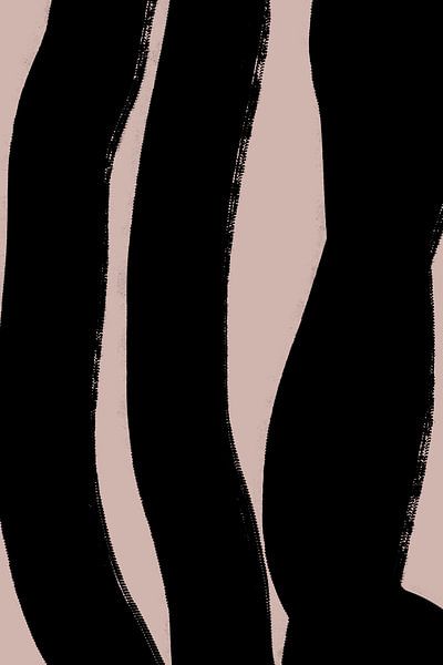 Formes et lignes modernes abstraites et minimalistes en noir sur beige III par Dina Dankers