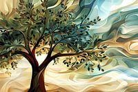 Abstract olive tree with branches