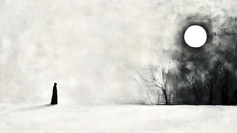 Lonely figure in the snow by Frank Heinz