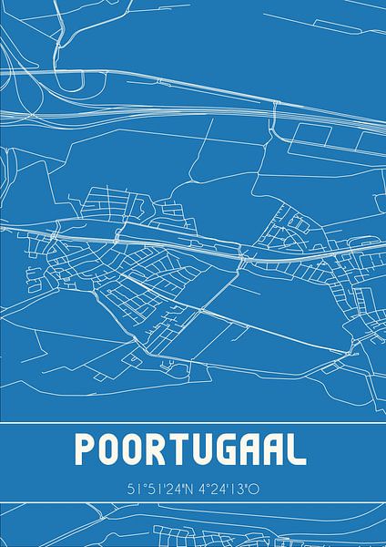 Blaupause | Karte | Poortugaal (Süd-Holland) von Ortsdrucke