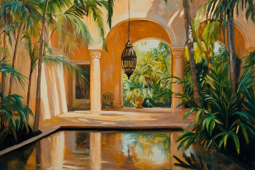 Tropischer Innenhof von Poster Art Shop