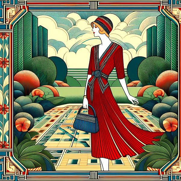 Mode 1930er Art Deco Frau von Tatjana Korneeva
