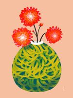 Rote Dahlien in Vase