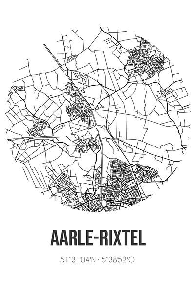 Aarle-Rixtel (Noord-Brabant) | Karte | Schwarz und Weiß von Ortsdrucke