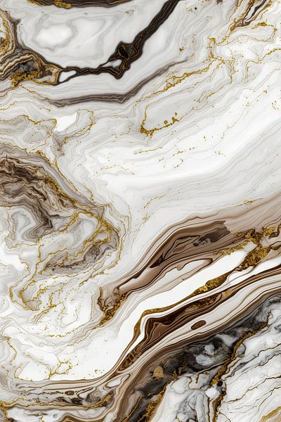 Marble brown white gold 2 by Digitale Schilderijen