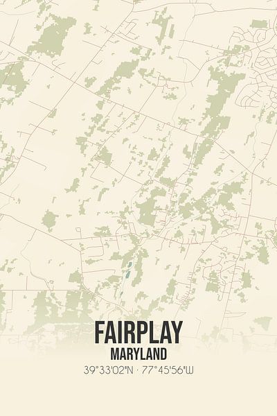 Alte Karte von Fairplay (Maryland), USA. von Ortsdrucke