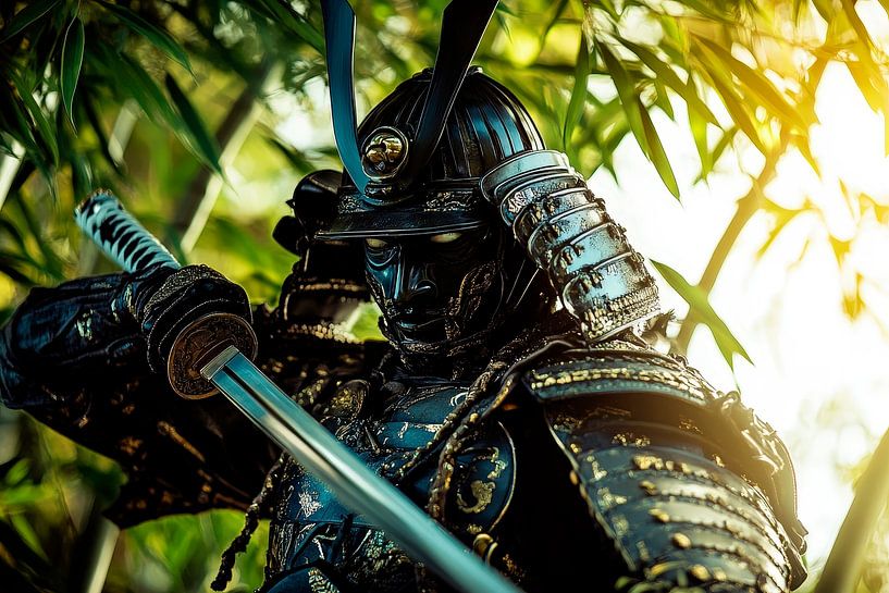 Samurai armour in the bamboo forest by Poster Art Shop