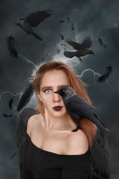 Krähen und Engel als Boten des Guten und des Bösen - Für philosophische Innenräume von Elianne van Turennout