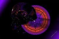 3d-Illustration. Verschmolzener Skull.