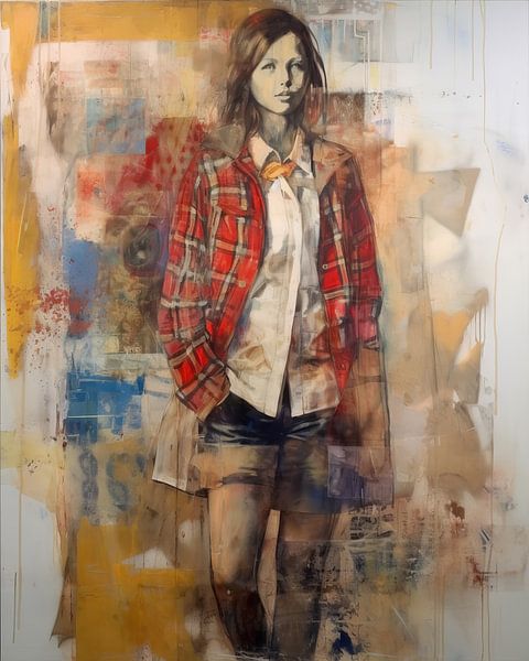 Moderne Collage: Porträt einer jungen Frau von Carla Van Iersel