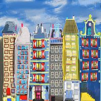 Schilderij van grachtenpanden antwerpen