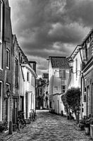 Wall houses historic Amersfoort black and white