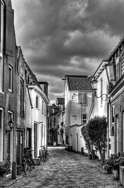 Mauerhäuser historisches Amersfoort schwarz und weiß von Watze D. de Haan