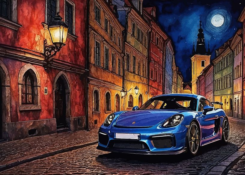 La Porsche Cayman GT4 bleu foncé par MIROKKU