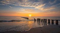 Coucher de soleil sur la plage d'Ameland