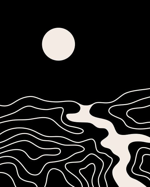 Black landscape of water and sun by Studio Miloa