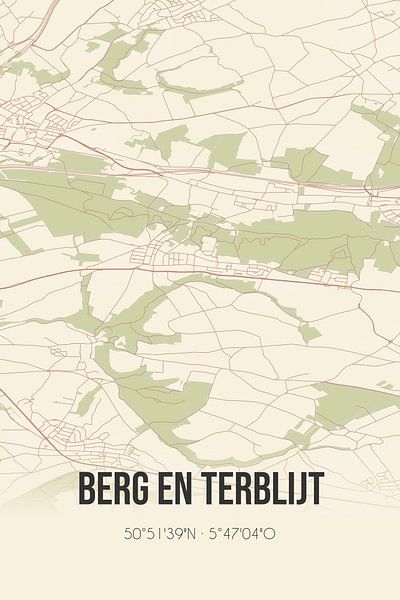 Vieille carte de Berg en Terblijt (Limburg) par Affiches de lieux