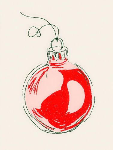 Rote Christbaumkugel Illustration - minimalistische festliche Strichzeichnung von But First Framing