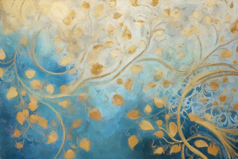 Goldene Blätter in blauer Brise von Whale & Sons