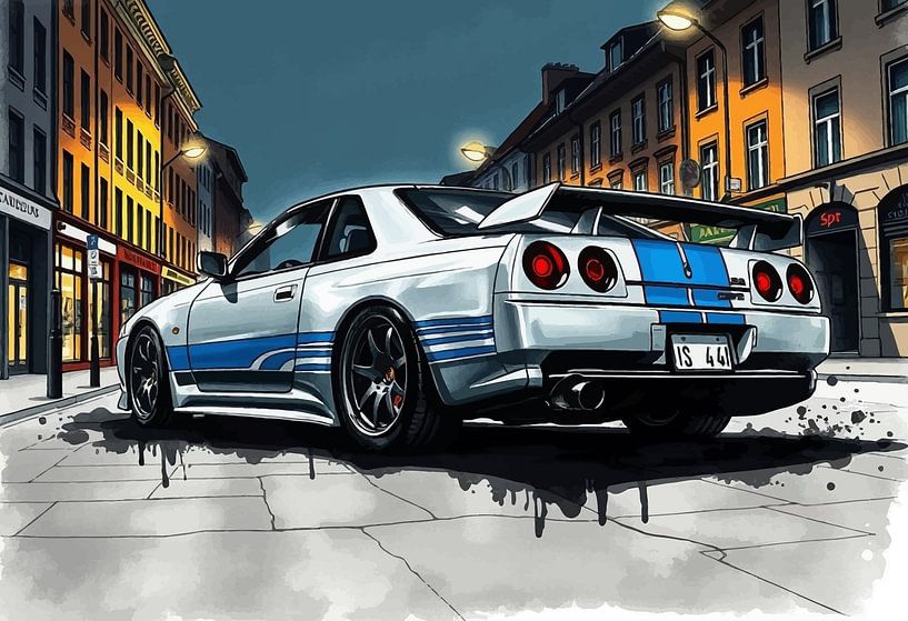 Nissan GT-R R34 - Excès de vitesse dans une ville européenne par MIROKKU