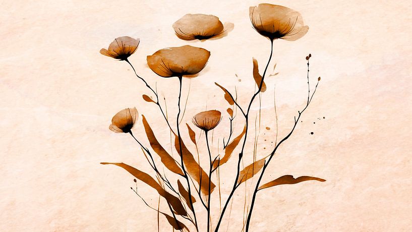 Moderne et abstrait Japandi Fleurs sauvages par Mad Dog Art