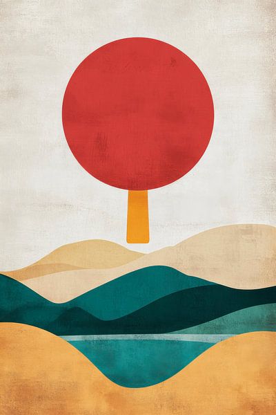 Abstrakte Landschaft mit Sonne von Poster Art Shop