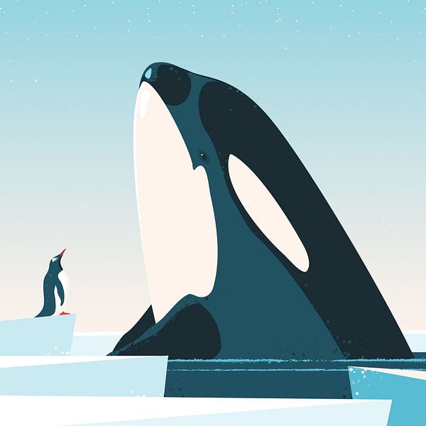 Orca und Pinguin Freunde von Eduard Broekhuijsen