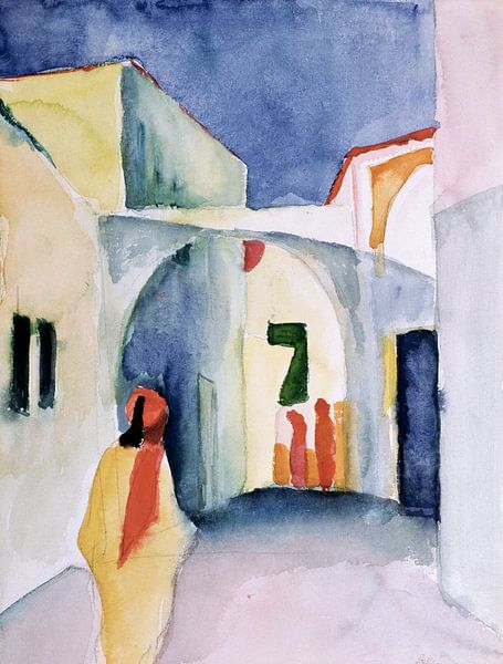 August Macke,Blick auf eine Gassentoilette Foto von finemasterpiece