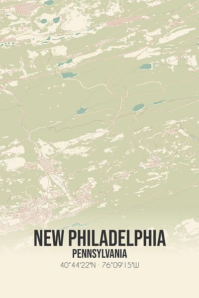 Alte Karte von New Philadelphia (Pennsylvania), USA. von Ortsdrucke