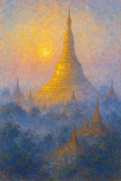 Sonnenaufgang in der Shwedagon-Pagode - Das goldene Herz von Yangon von Travel Shop