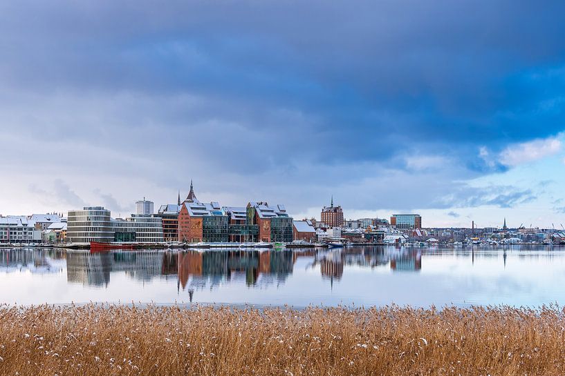 Blick über die Warnow auf die Hansestadt Rostock im Winter von Rico Ködder