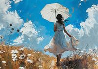 Junge Frau mit Sonnenschirm