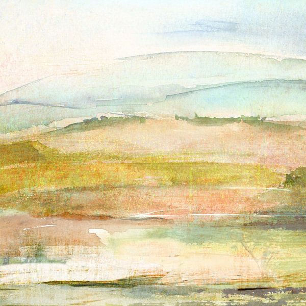 dreamy landscape minimalist with mountain by Claudia Gründler